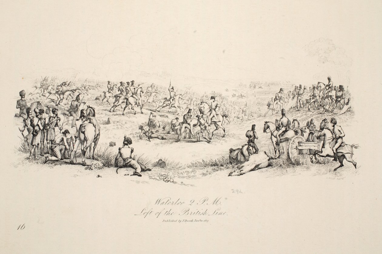 Waterloo, 2 da tarde, saiu da British Line, pub. J. Booth, 1816 de George Jones