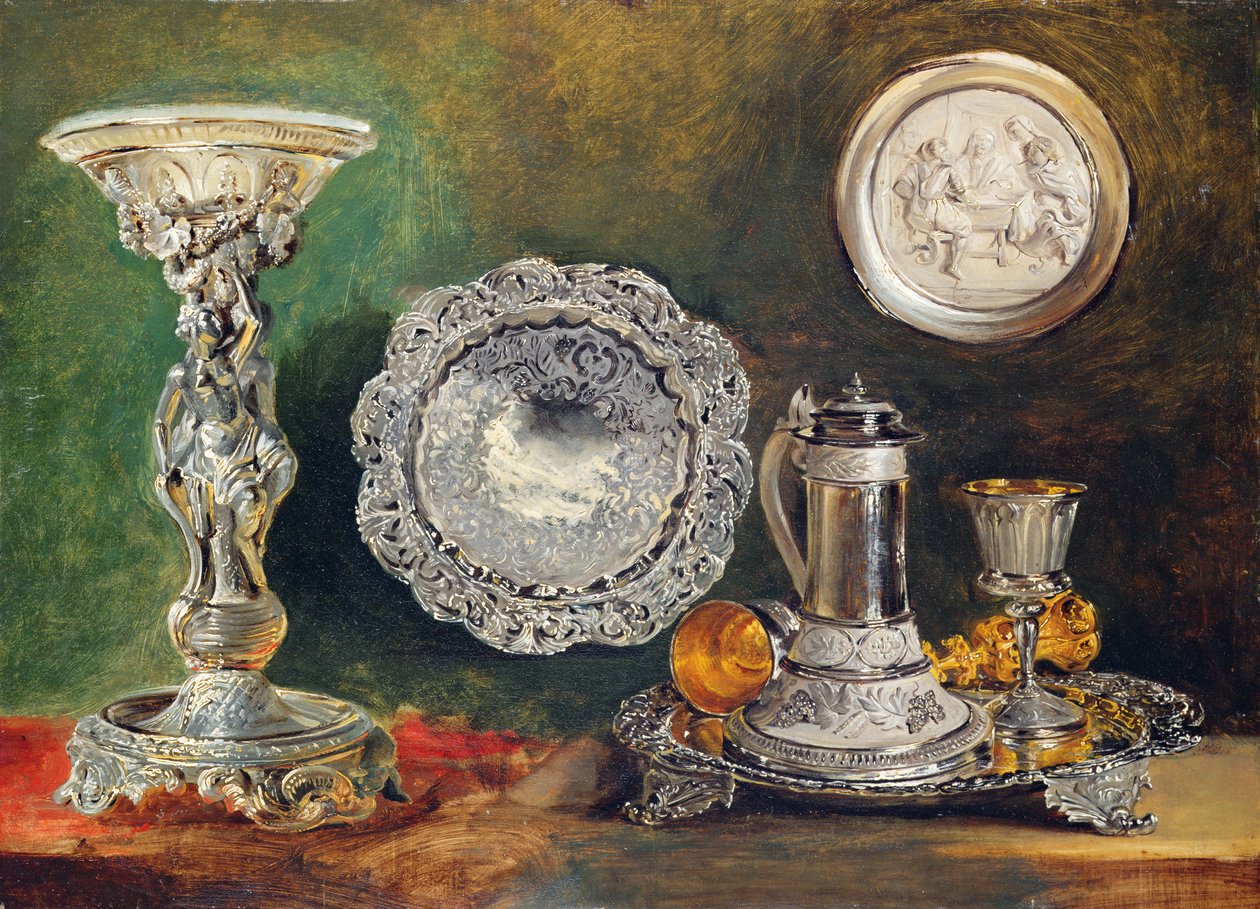 Uma vida ainda de prata, c.1833 de George Lance