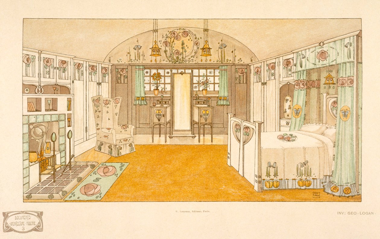 Quarto, Logan George (1866-1939), livro de padrões Moderne Documentos, 1904 de George Logan