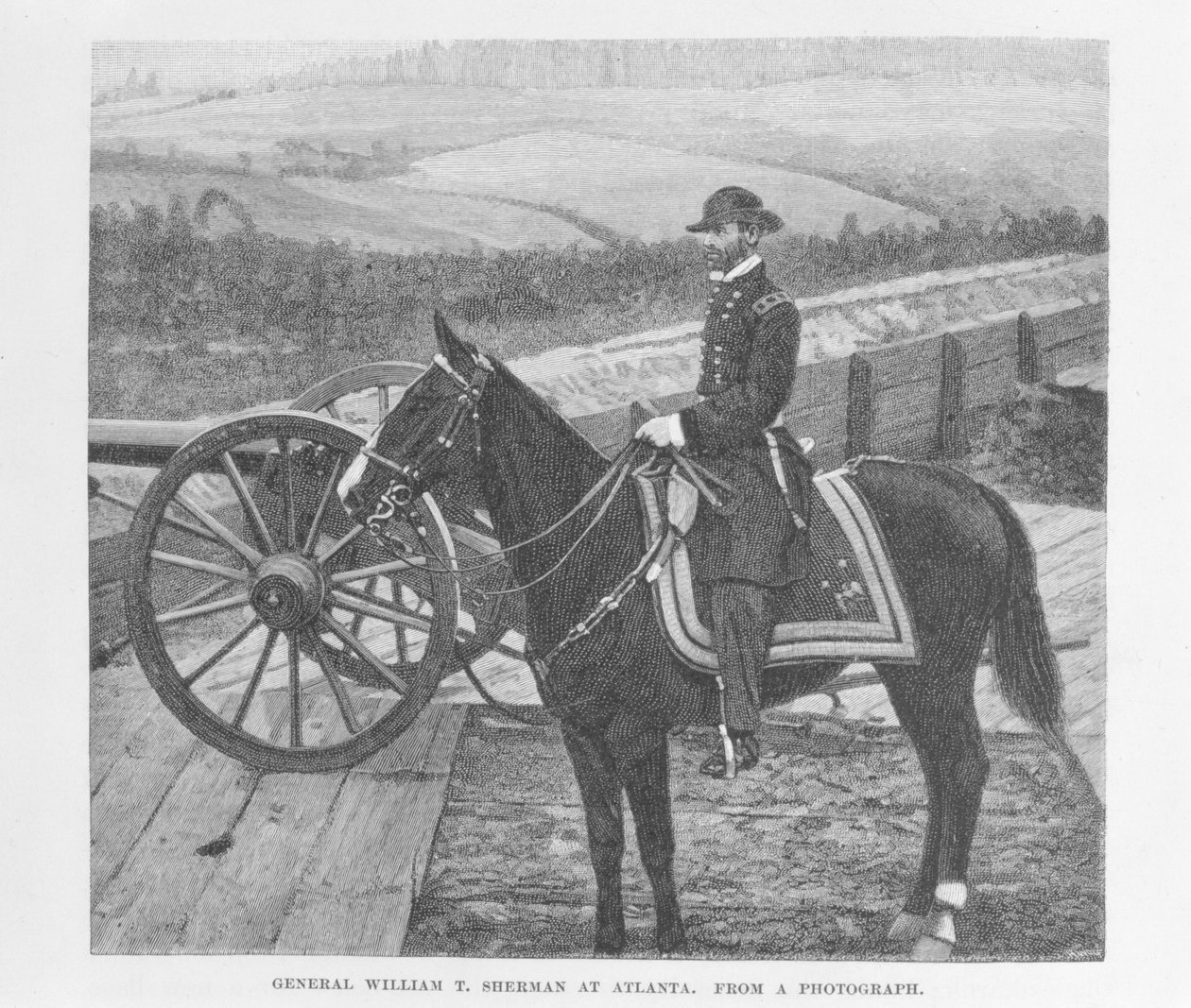 General William Tecumseh Sherman em Atlanta, gravado a partir de uma fotografia, ilustração de &39;Batalhas e Líderes da Guerra Civil&39;, editada por Robert Underwood Johnson e Clarence Clough Buel (engravin de George. M. Bell
