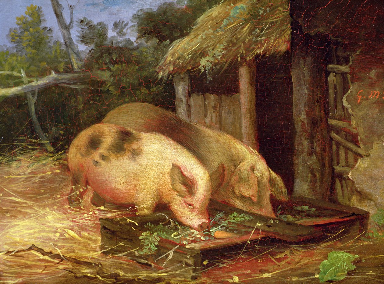 Porcos em uma calha de George Morland