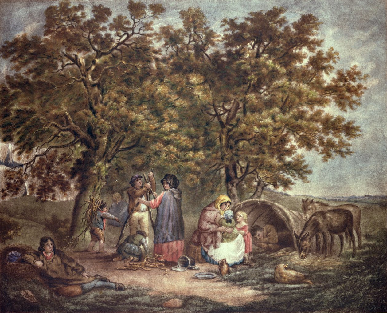 A tenda dos ciganos, gravada por Joseph Grozar de George Morland