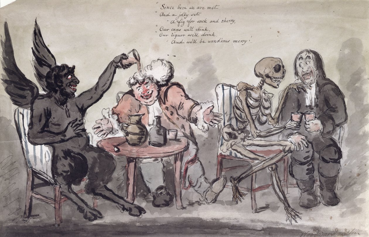 O doutor e seus amigos, gravados por Issac Cruikshank (c.1756-c.1811) c.1798 de George Moutard Woodward