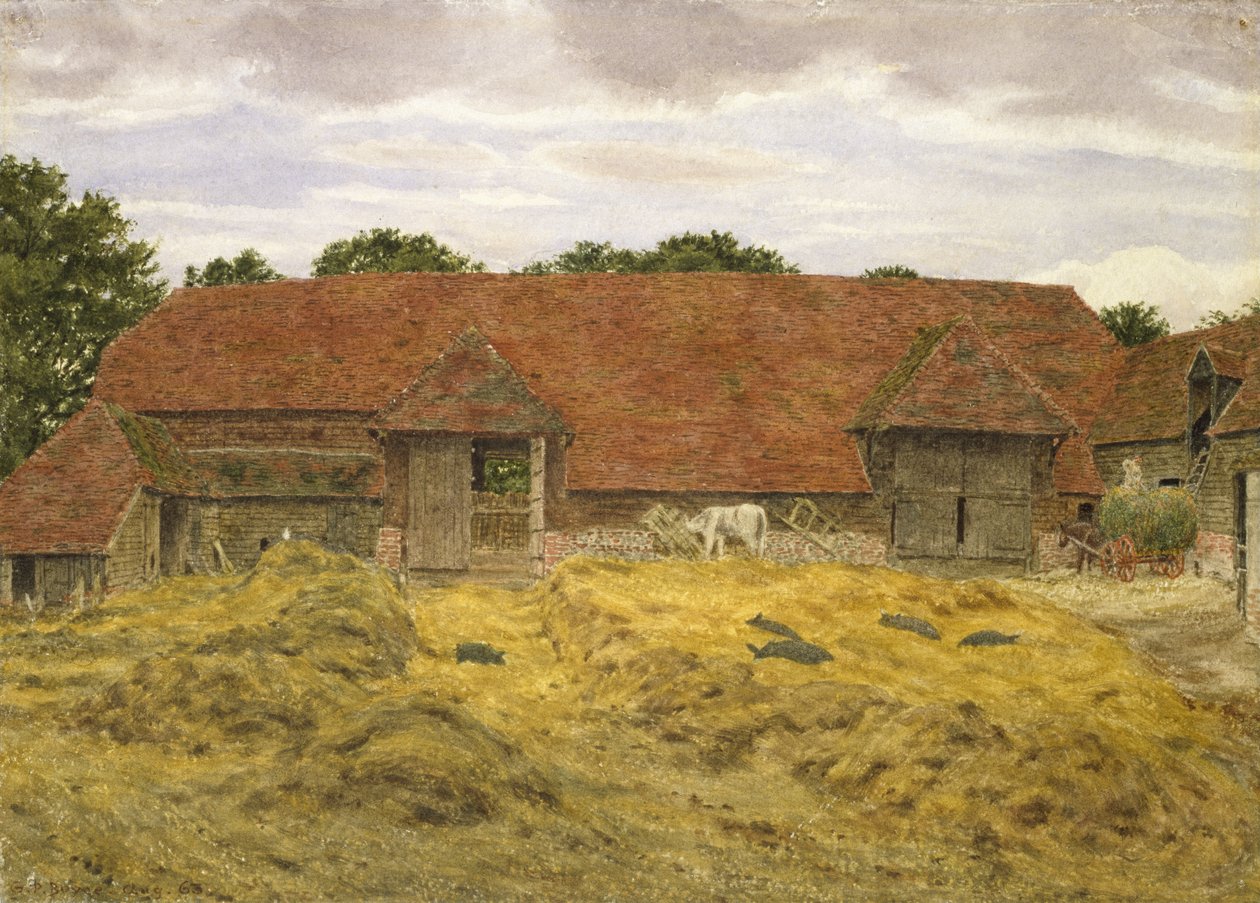 Celeiro Vermelho em Whitchurch, 1868 (aguarela sobre papel) de George Price Boyce
