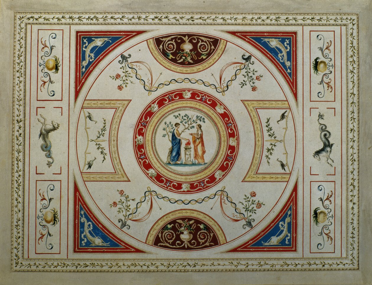 Design neoclássico para uma página de título, 1776 (caneta e tinta sobre papel) de George Richardson