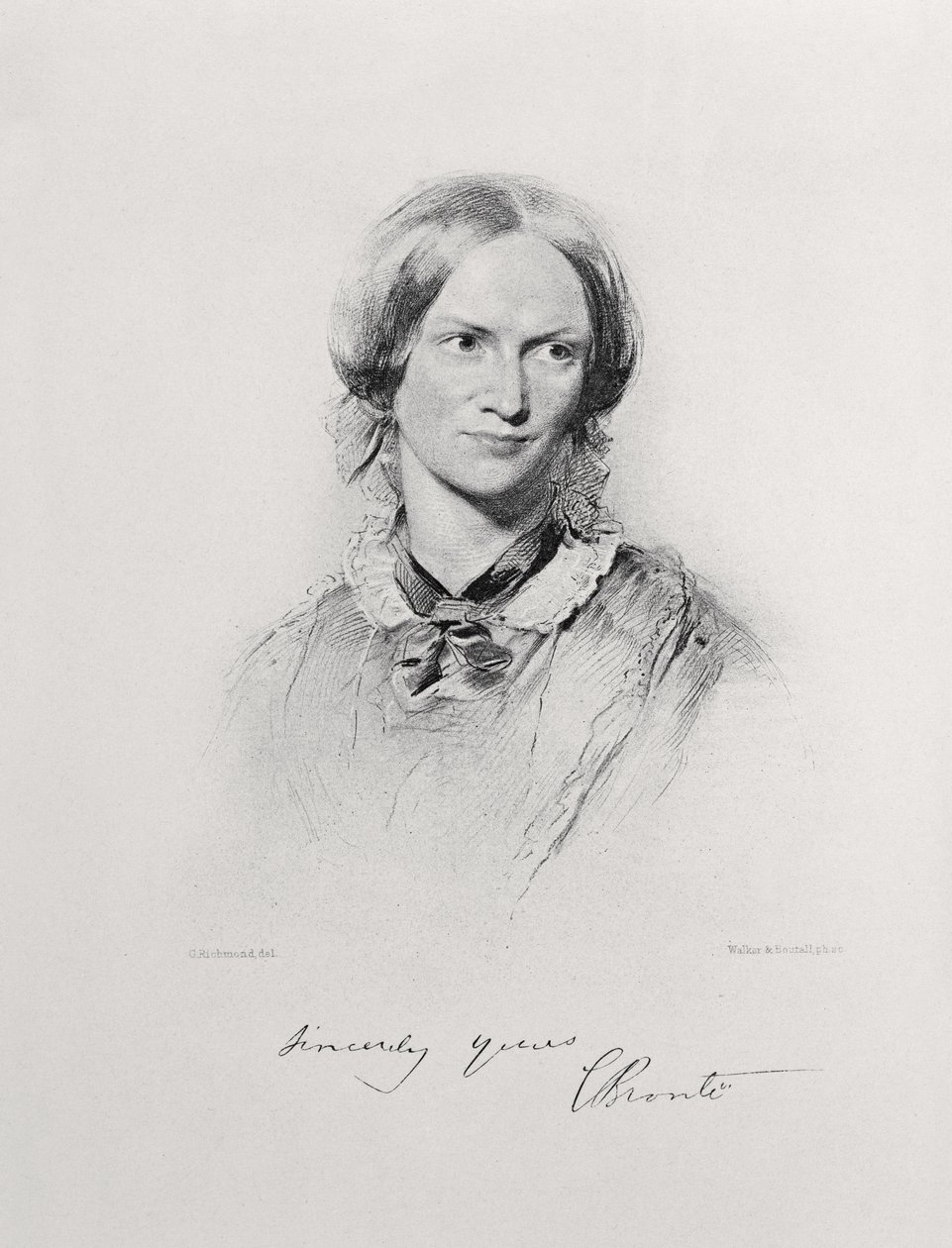 Retrato de Charlotte Bronte, gravado por Walker e Boutall de George Richmond