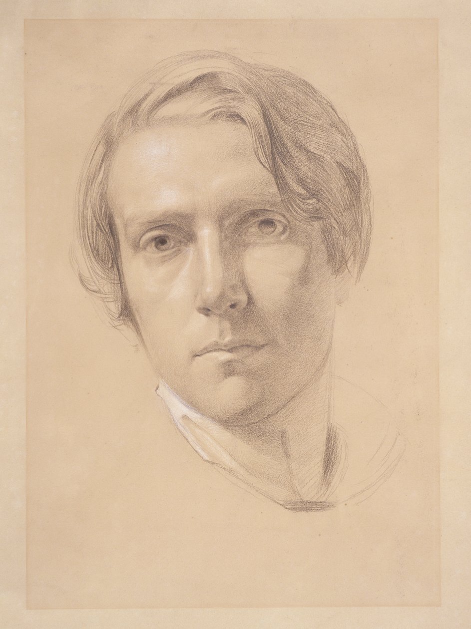 Auto-retrato, 1830 (grafite aumentado com branco em papel amarelo) de George Richmond