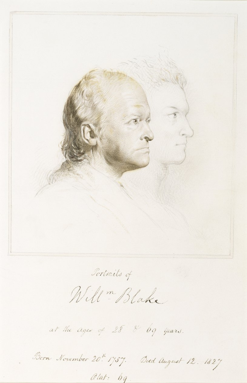 William Blake (1757-1827) em Juventude e Idade (grafite com pincel e tinta marrom) de George Richmond