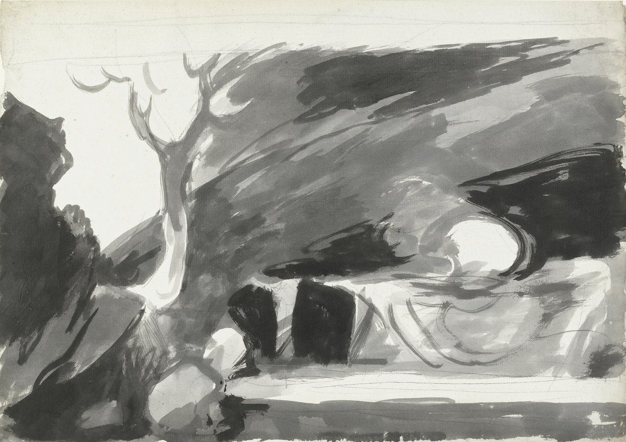 A Foregathering of Witches, 3 (wc com lavagem e tinta sobre grafite no papel) de George Romney