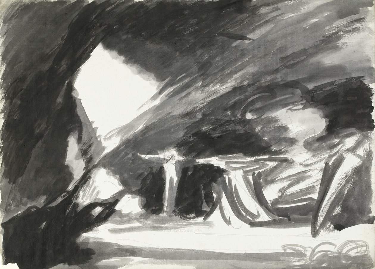 A Foregathering of Witches, 4 (wc com lavagem e tinta sobre grafite no papel) de George Romney