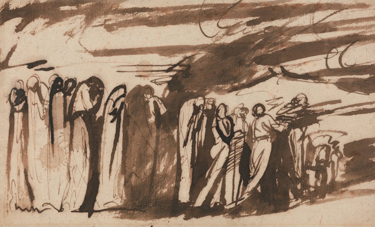 Uma Procissão do Damned- Study for the Damned em Dantes Inferno de George Romney