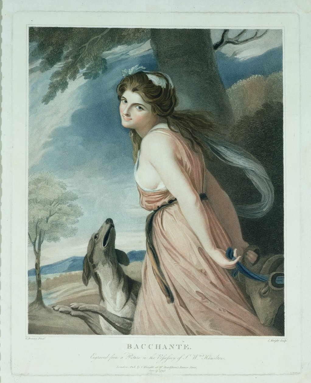 Bacante, gravado e pub. por Charles Knight (1743-c.1826), 1797 (stipple engraving) de George Romney