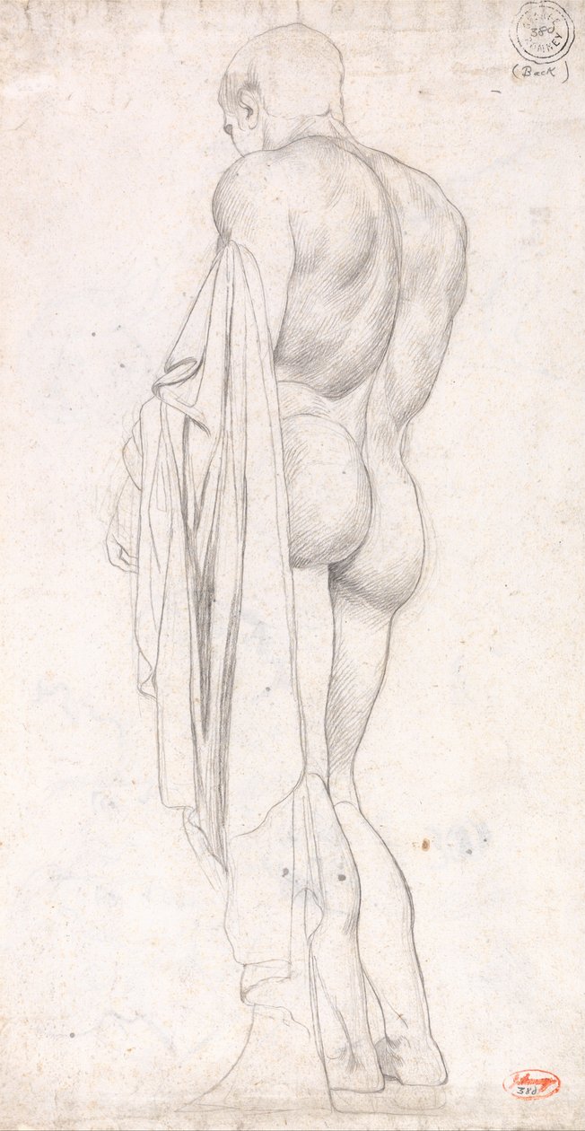 Vista traseira de uma figura masculina clássica em pé de George Romney