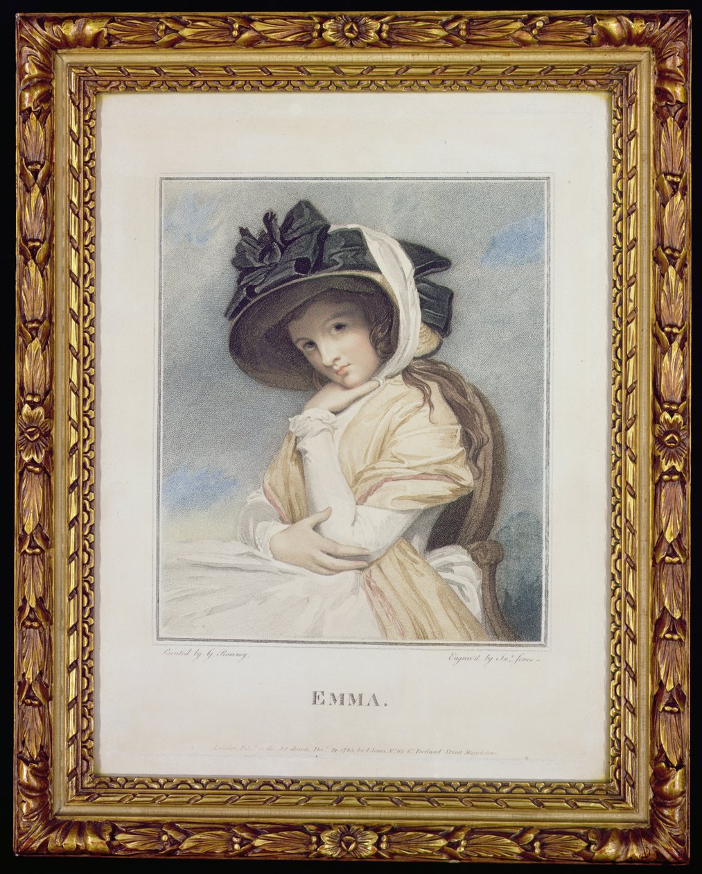Emma, gravada e pub. por John Jones (c.1745-97), 1785 (stipple engraving) de George Romney