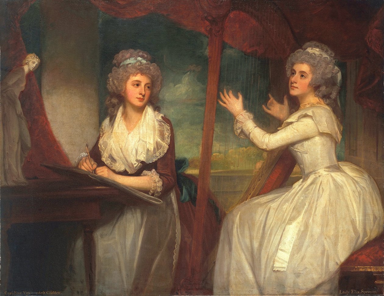 Lady Caroline Spencer, mais tarde Viscondessa Clifden, e sua irmã, Lady Elizabeth Spencer, 1786-92 de George Romney