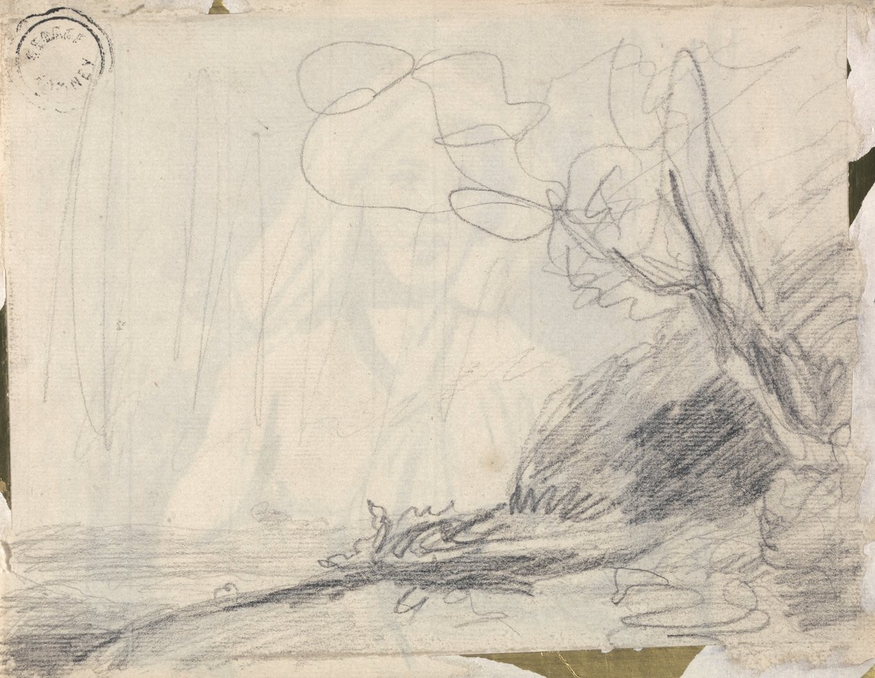 Paisagem, com, um, árvore inclinada de George Romney