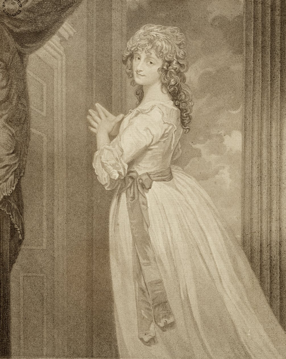 Sra. Jordan no caráter da menina do país, gravada por Francesco Bartolozzi (1727-1815) de George Romney