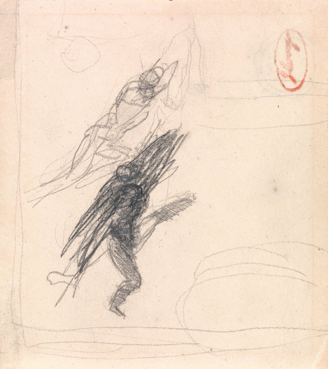 Possivelmente uma figura reclinada e uma figura de dança de George Romney