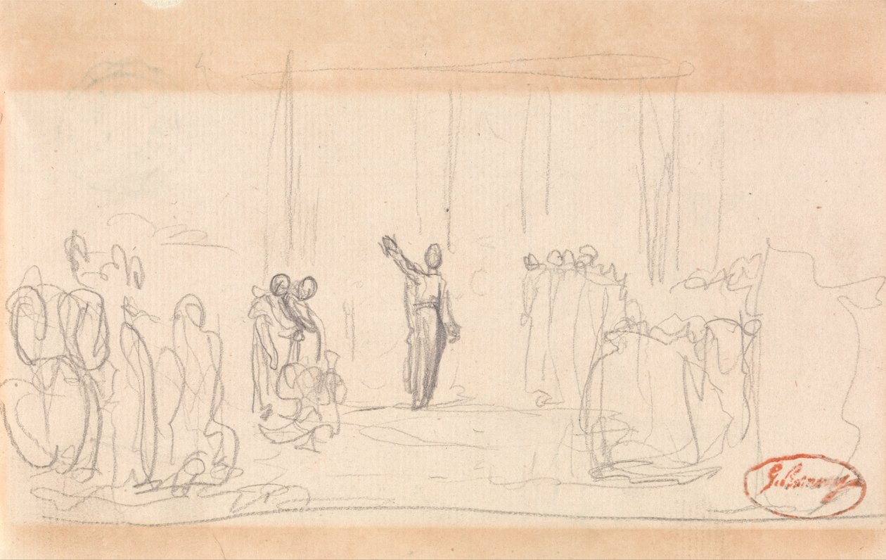 Possivelmente uma multidão antes de uma profetisa de George Romney