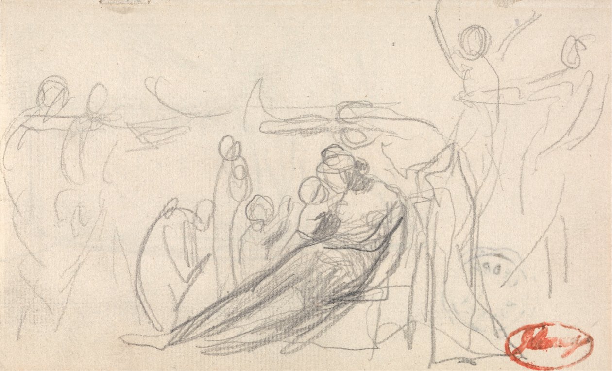 Figura reclinada com crianças e outras figuras de George Romney