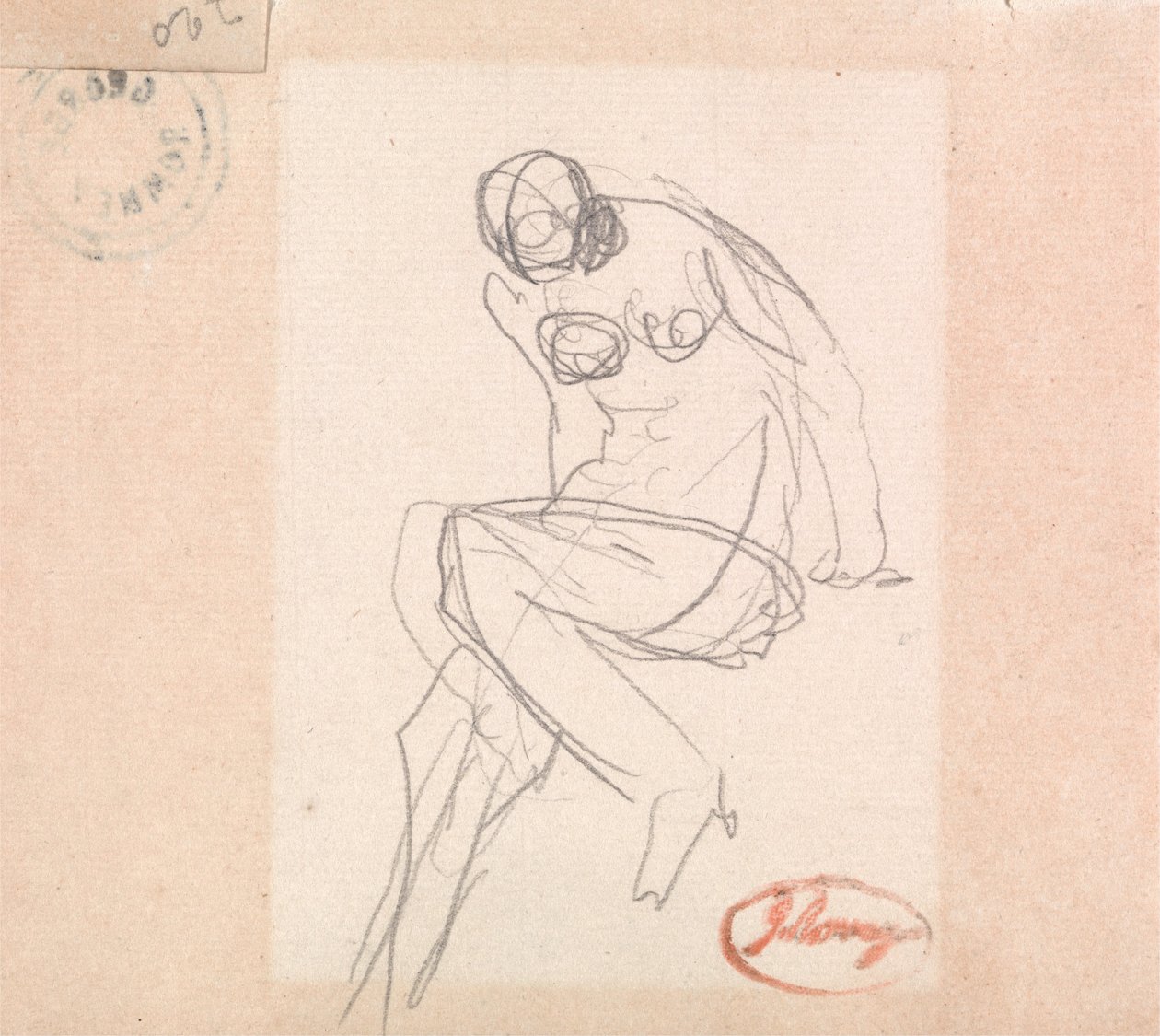Nua Mulher Sentada, Provavelmente por de George Romney