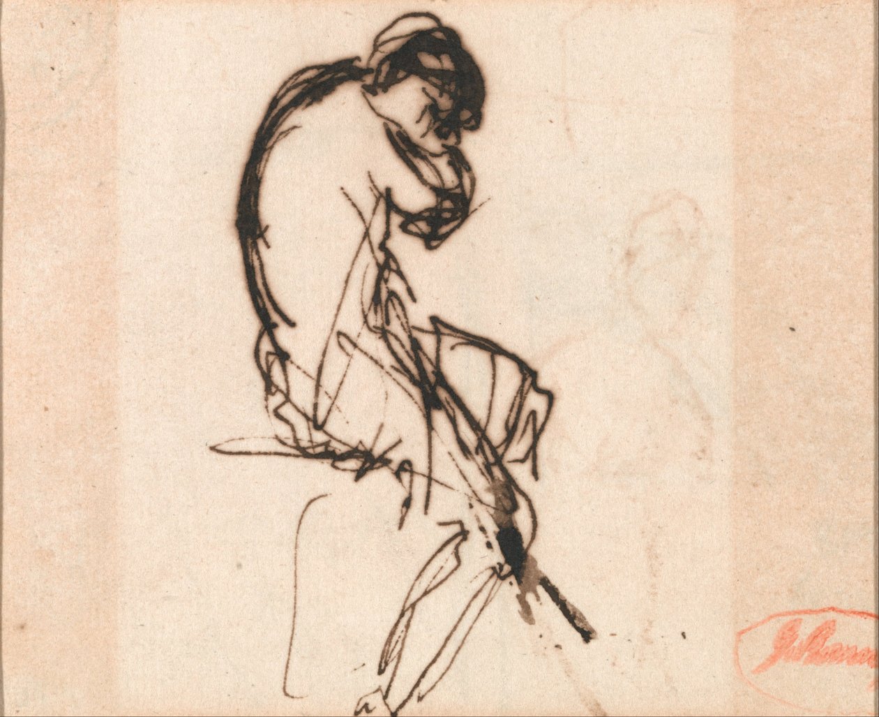 Mulher sentada, levemente envolta de George Romney