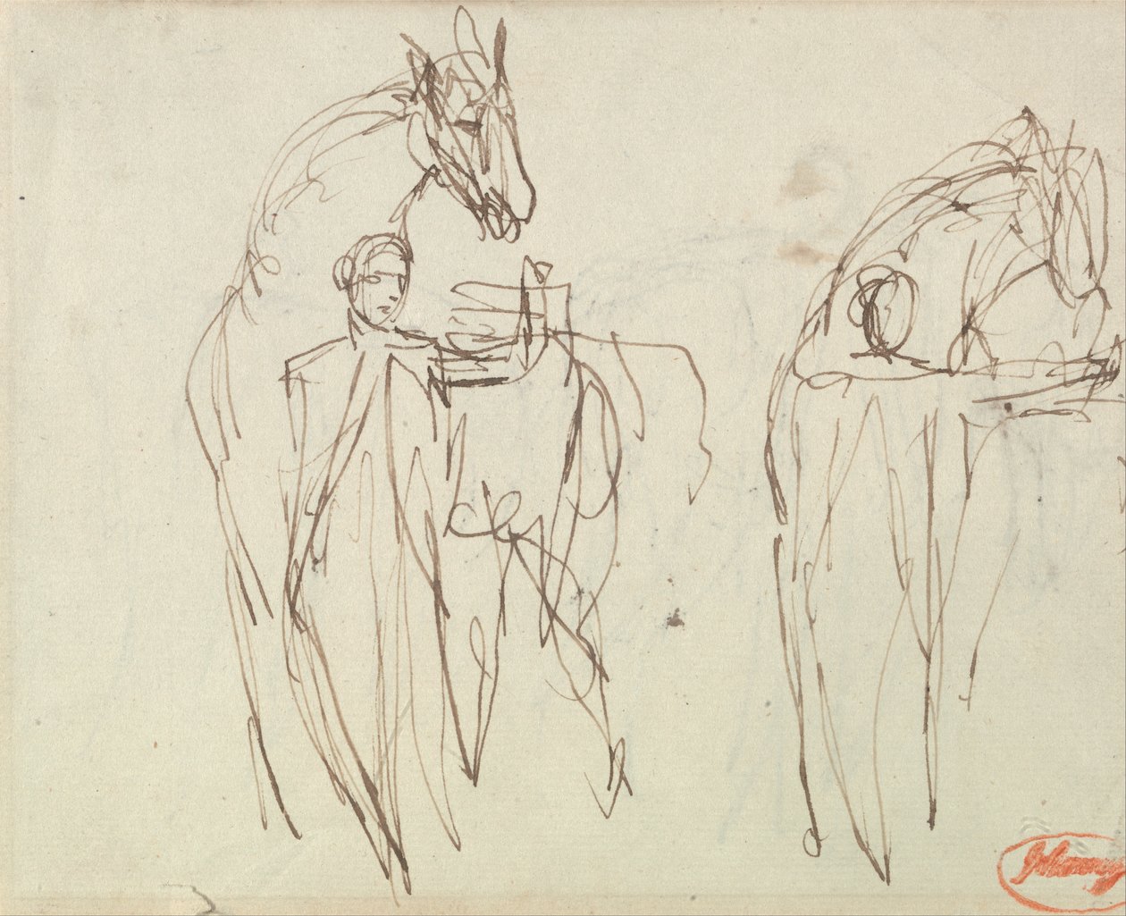 Esboços para um homem com um cavalo de George Romney