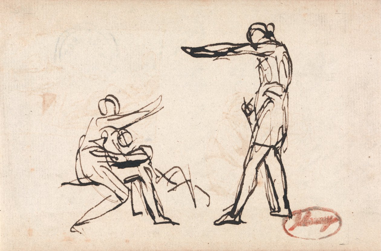 Figura em pé ameaçando uma mãe e uma criança de George Romney