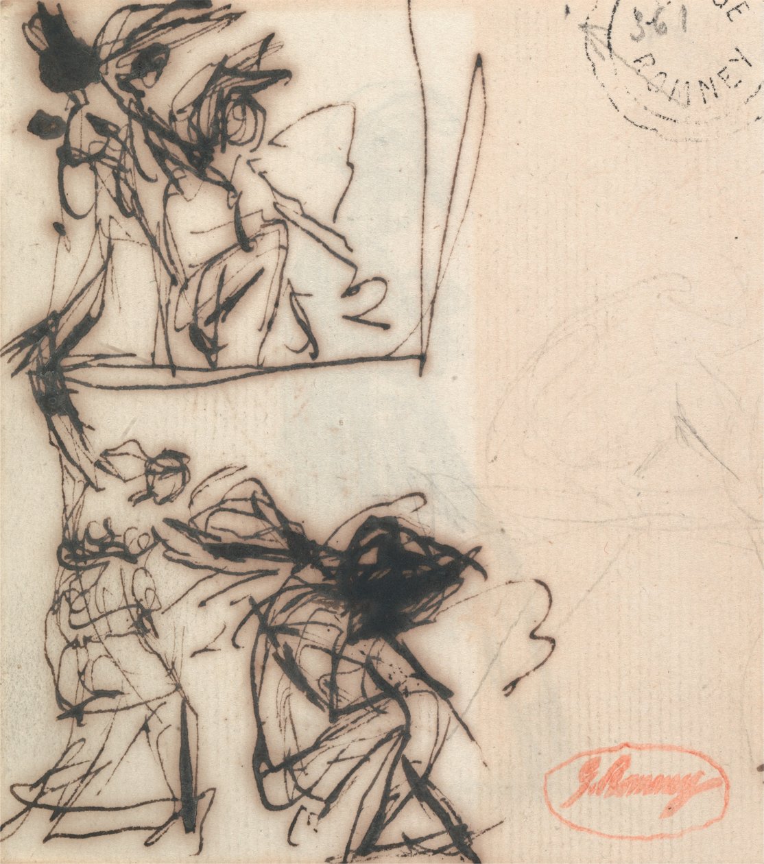 Figura em Pé com Braço Elevado e Figura Assentada de George Romney