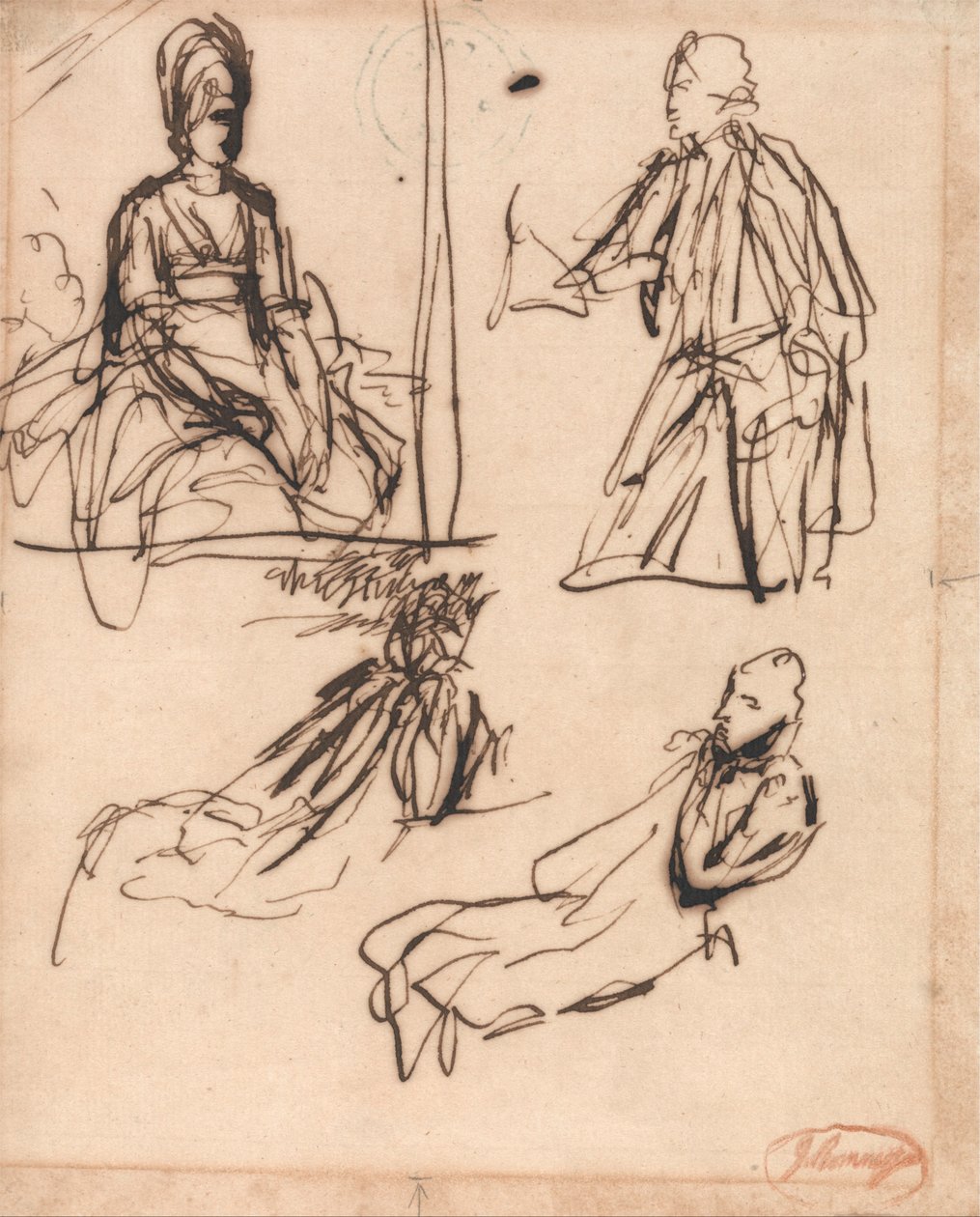 Estudos para retratos de um homem e de uma mulher de George Romney