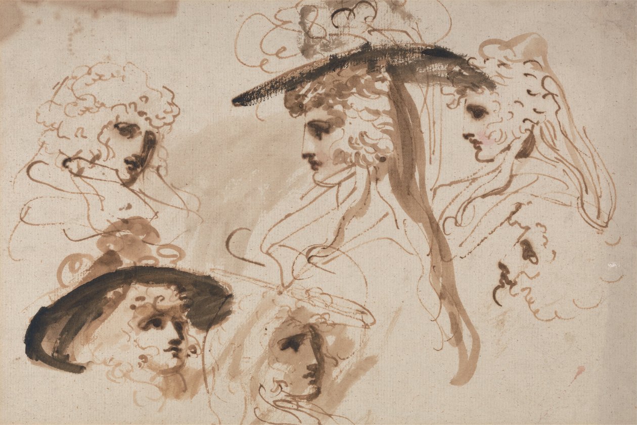 Estudos para a cabeça de uma senhora (estudos de uma cabeça da mulher) de George Romney