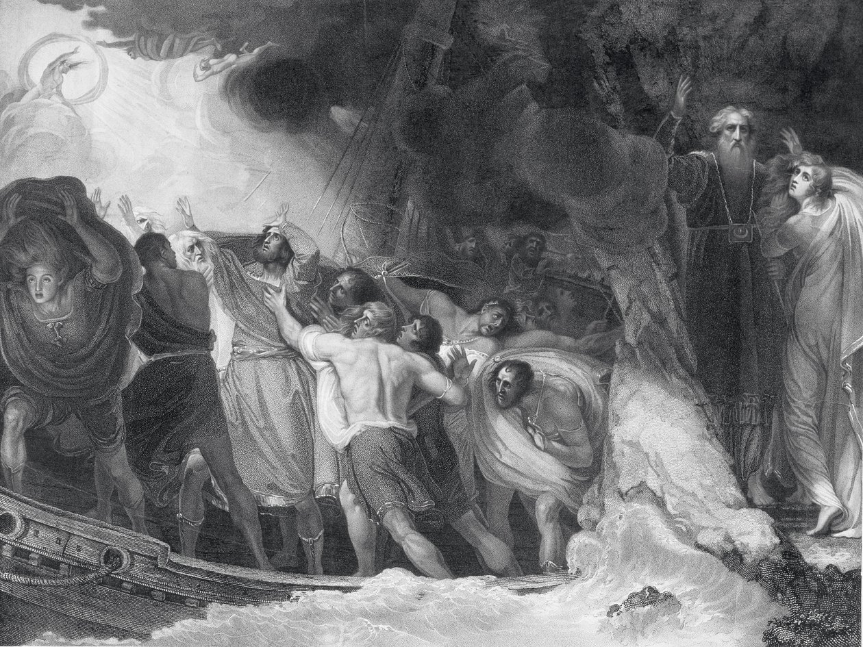 A Tempestade, Ato I, Cena I, gravado por B. Smith, 1797 (ver 143705-143708) de George Romney