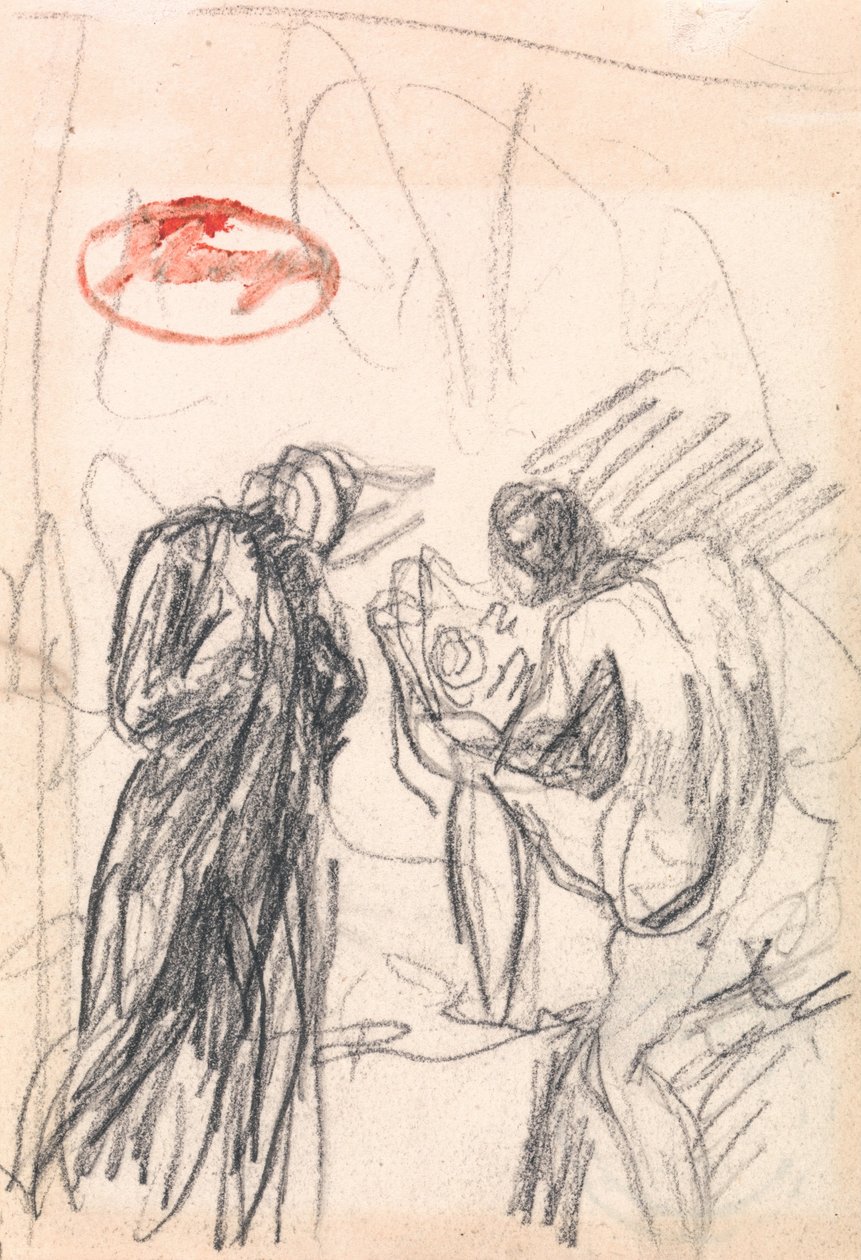 Duas figuras, com um macho nu ajoelhado de George Romney