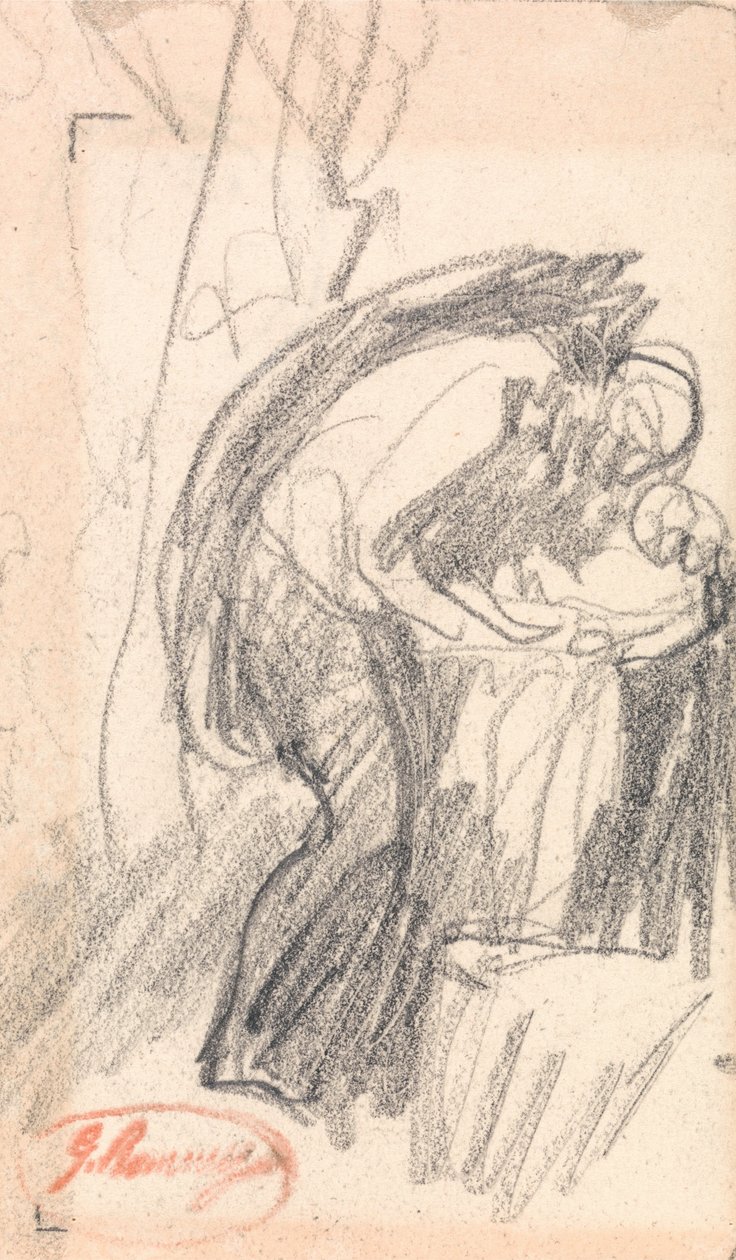 Assunto não identificado - um homem com uma criança de George Romney