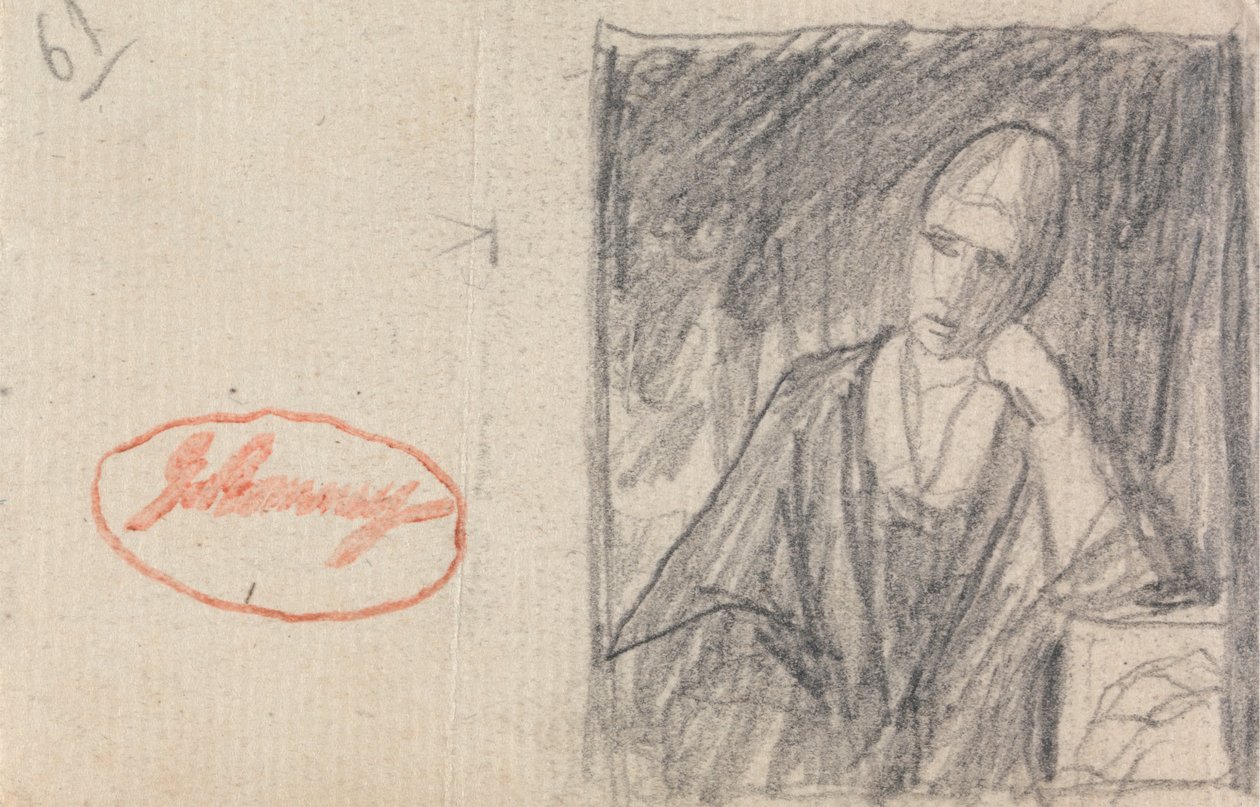 Mulher, descansar, dela, cabeça, curvado, braço de George Romney