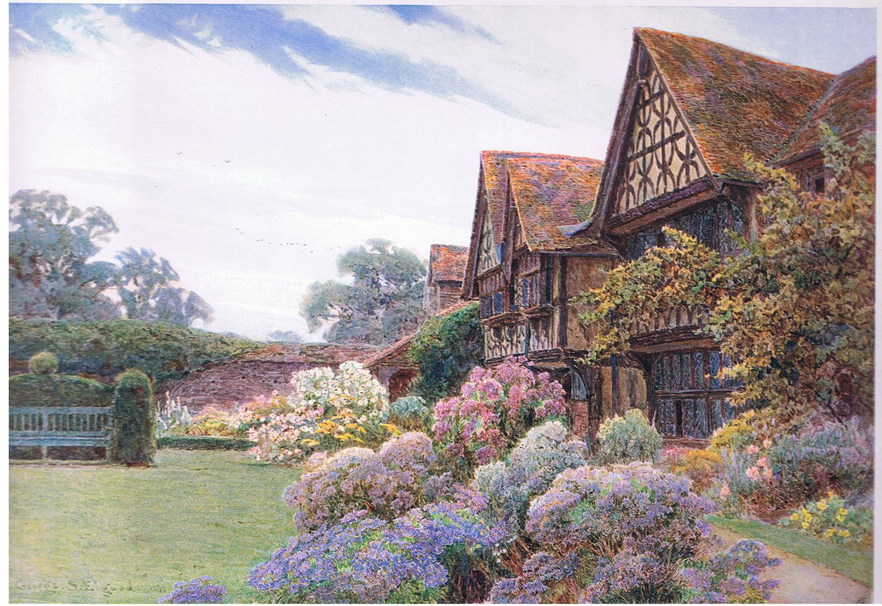 O pátio, Great Tangley Manor, Surrey, dos Jardins da Inglaterra: Nos condados do sul e do oeste, publicado pelo The Studio, 1907 de George Samuel Elgood