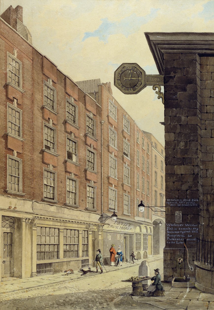 Lombard Street West, com St. Mary Woolnoth, 1810 de George Shepherd