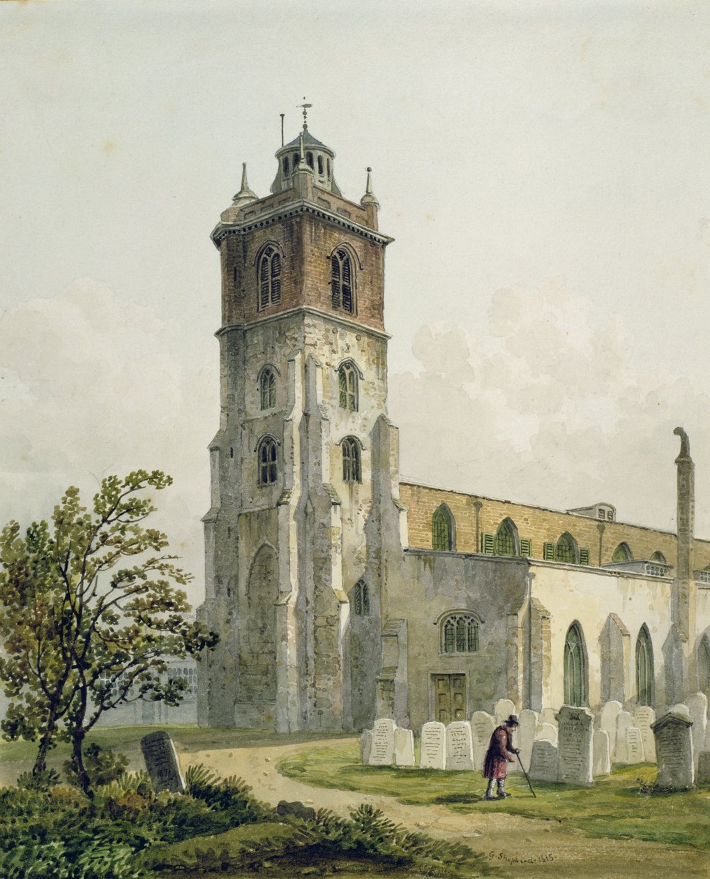 Igreja de St. Giles, Cripplegate, cidade de Londres, 1815 de George Shepherd