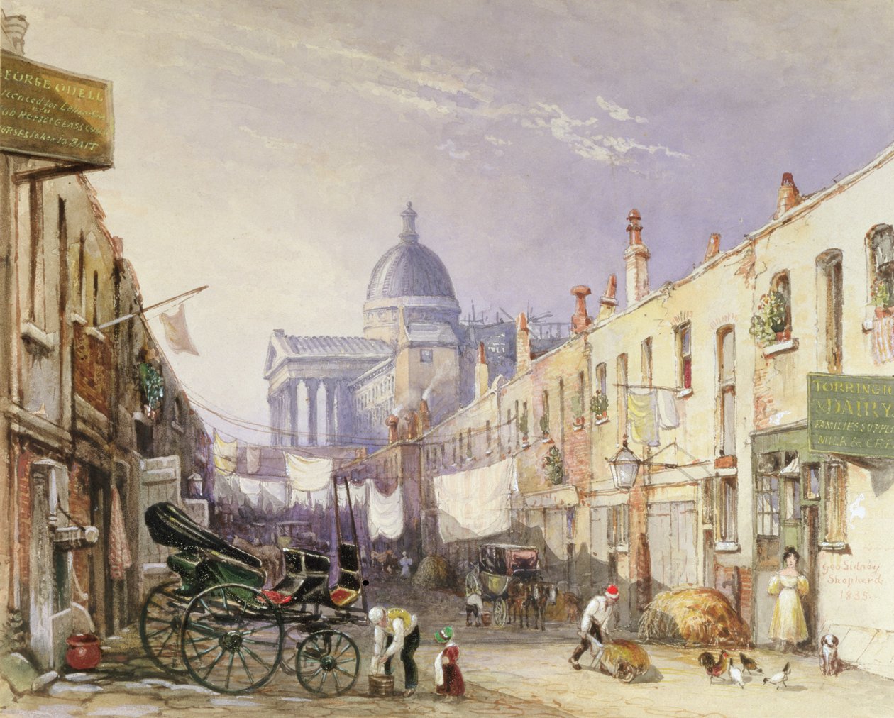 Universidade de Londres de Old Gower Muse, 1835 (lápis e wc com aumento de papel) de George Shepherd