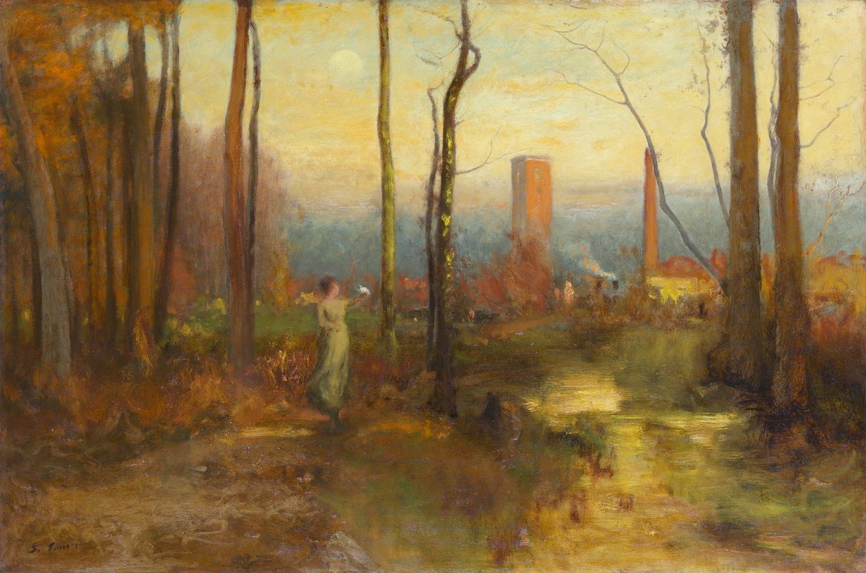 O córrego do moinho, Montclair, New-jersey, c.1888 de George Inness