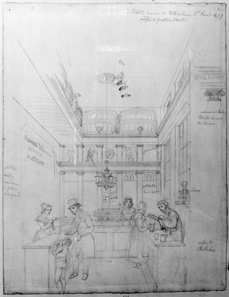Uma loja de bebidas de Londres, 1839 de George Snr Scharf