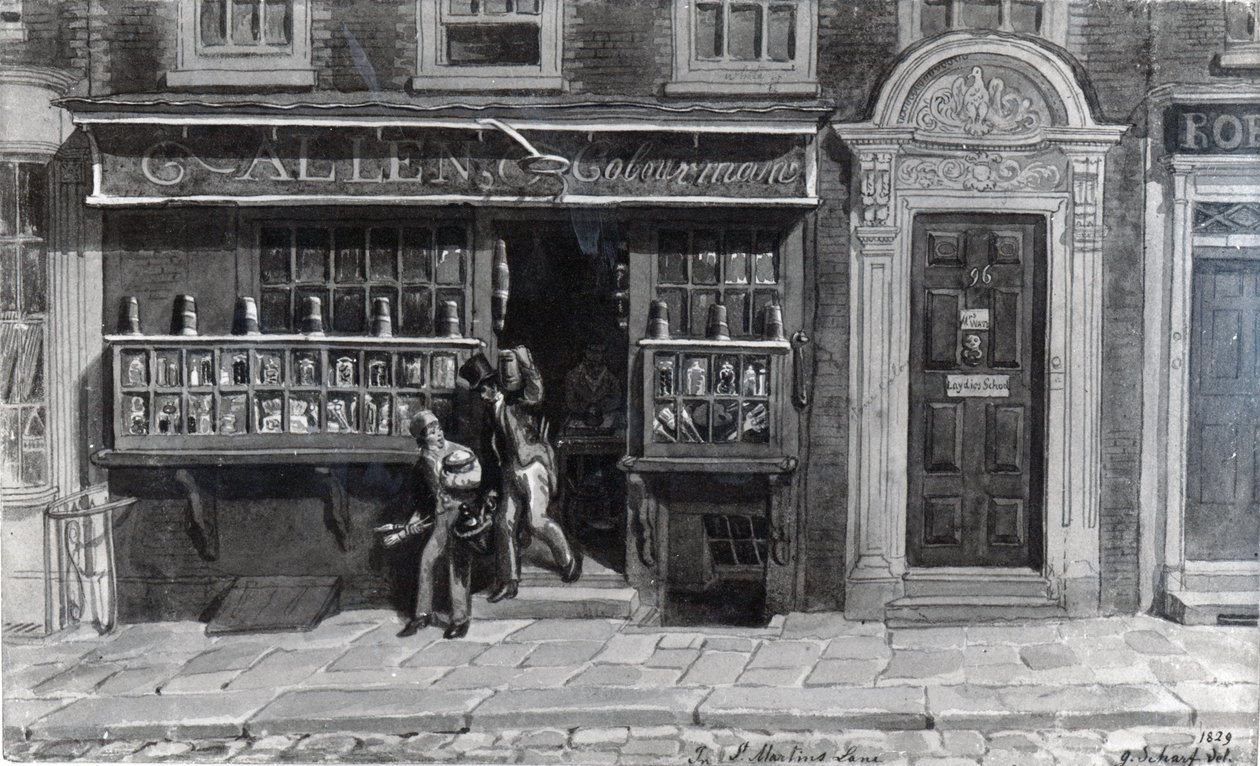 Loja de Colourman, St. Martin&39;s Lane, Londres, 1829 de George Snr Scharf