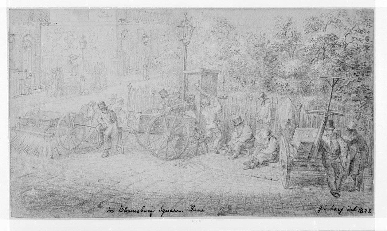 Na Bloomsbury Square durante a onda de calor, 1828 de George Snr Scharf