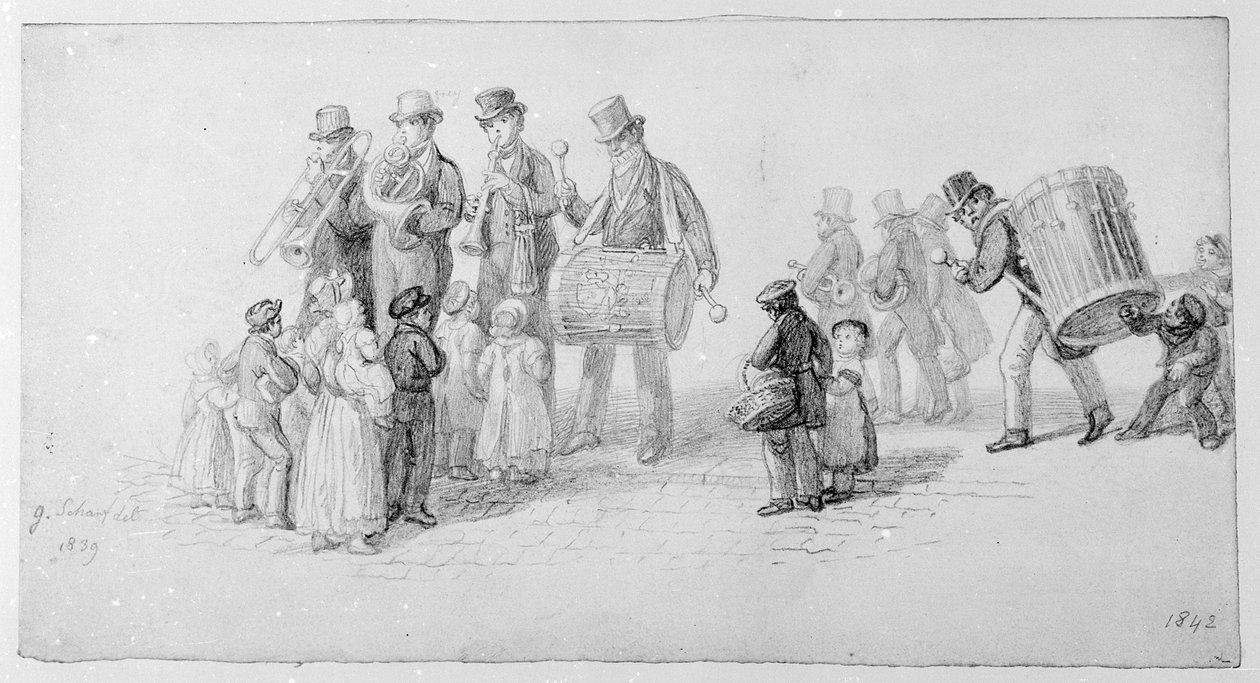 Banda de rua de Londres, 1839 de George Snr Scharf