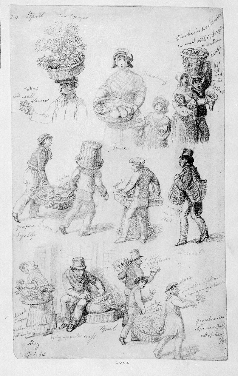 Vendedores ambulantes de Londres: The Cries of London, 1843 de George Snr Scharf