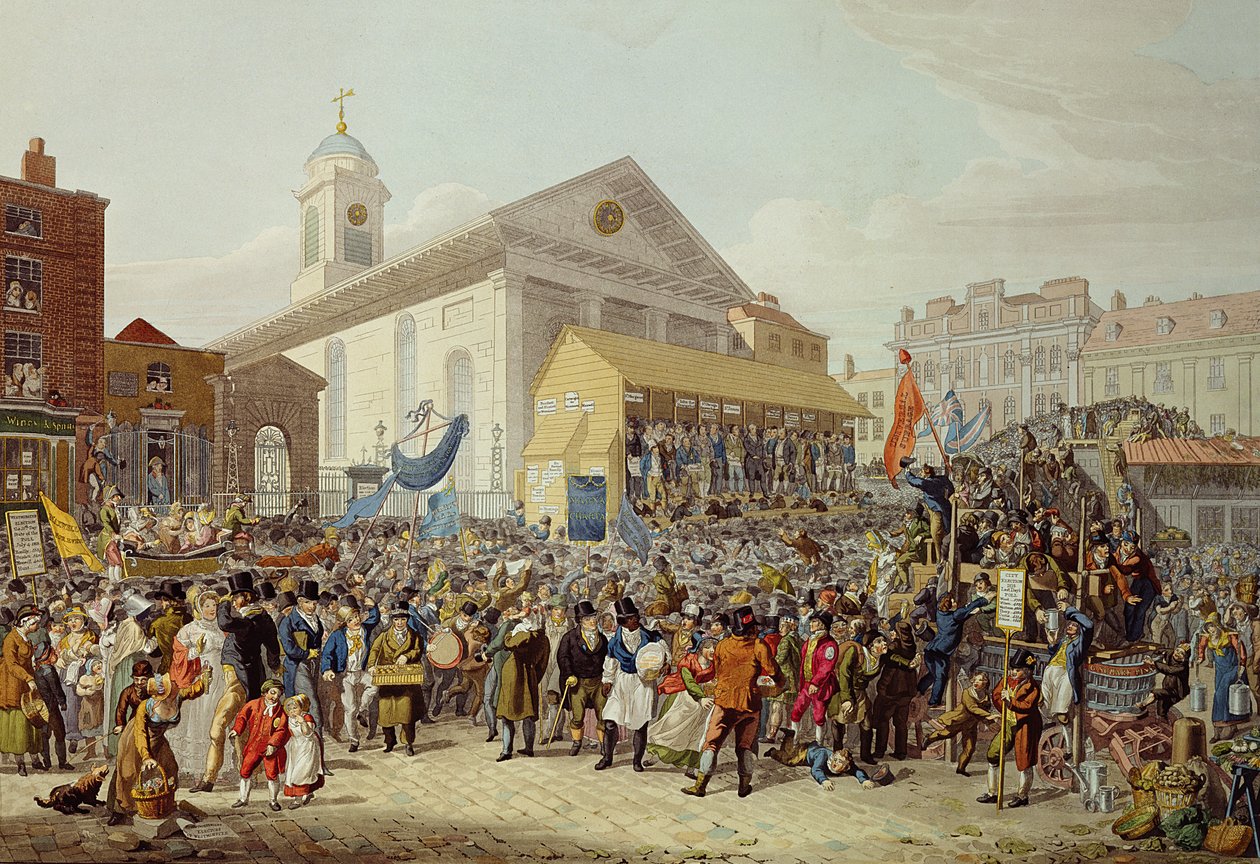 Representação da Eleição dos Membros do Parlamento para Westminster, 1818 de George Snr Scharf