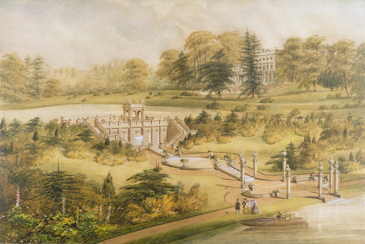 Design para Cowley Manor, c.1860 (wc, caneta e tinta sobre papel) de George Somers Clarke