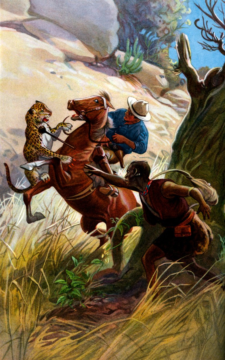 Chita e tribo Africano cavalo de ataque e cavaleiro de George Soper