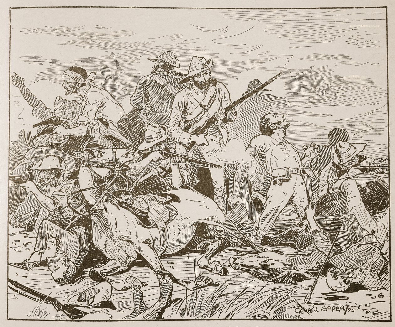 "Eles lutaram de forma sombria", ilustração de "Batalhas do século XIX", de Archibald Forbes, GA Henty e Major Arthur Griffiths de George Soper