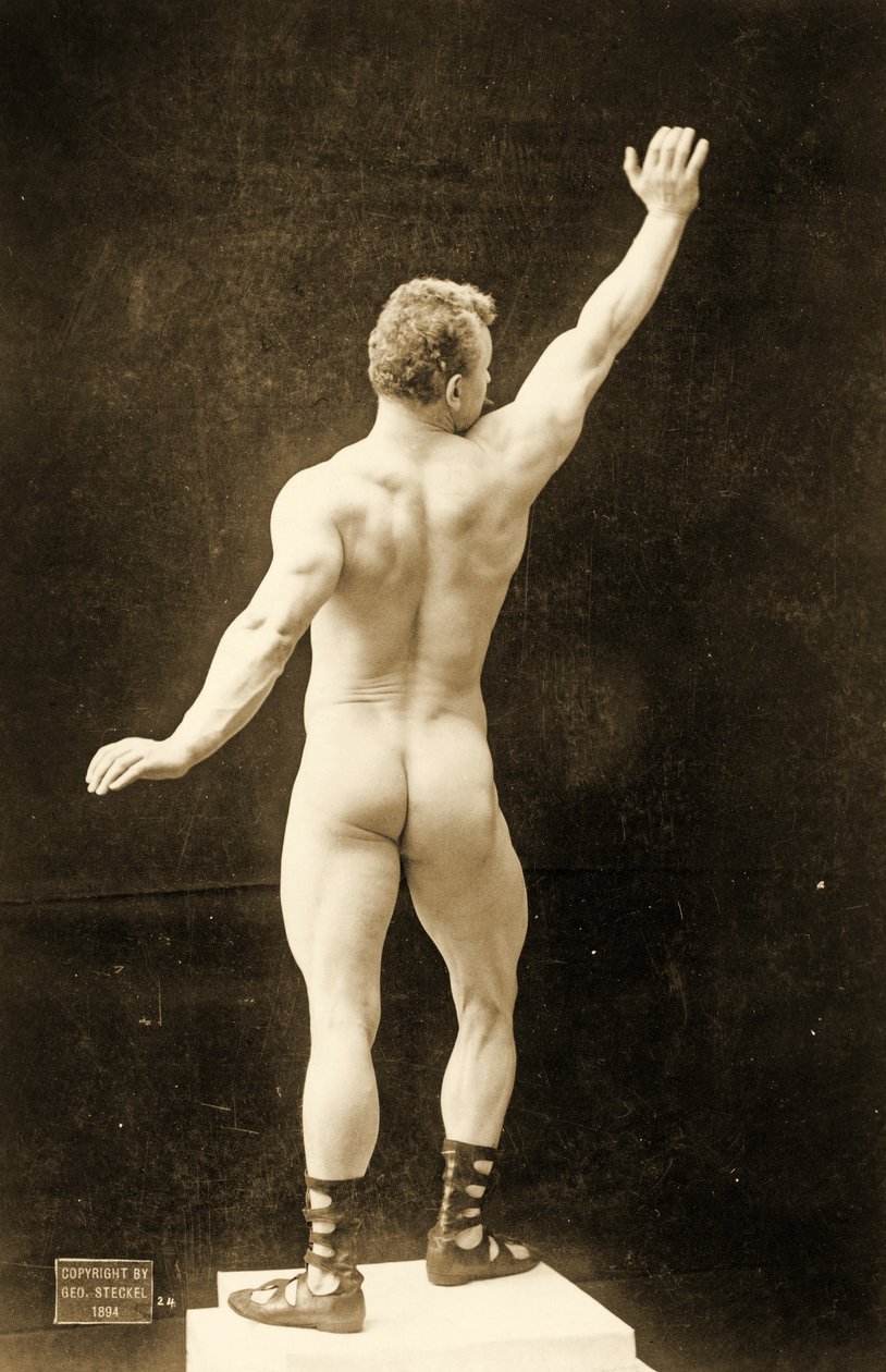 Eugen Sandow, na clássica pose greco-romana antiga, c.1894 de George Steckel